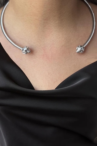 Caş Dekorasyon Silver Renkli Metal Choker Kolye Gümüş