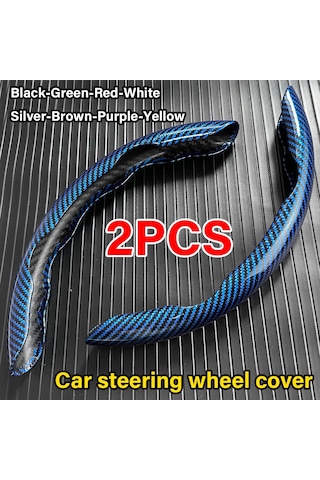 2025 Yeni Lüks Parlak Karbon Fiber Doku Araba Direksiyon Kapağı, Kaymayan, 2pcs Black Siyah