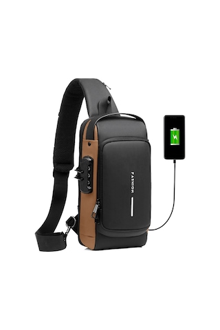 Maiyame "erkek Bisiklet Çantası - Usb Şarj Portlu, Kilitli Fermuarlı, Çok Amaçlı Sırt Çantası" Siyah - Kahverengi