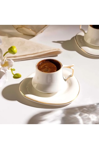 Nehir Angela 6 Kişilik 12 Parça Porselen Kahve Fincan Takımı