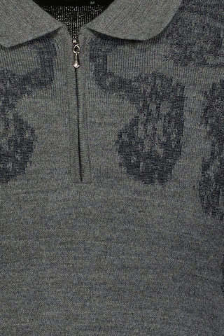 Finesuits Erkek Desenli Yünlü Kazak 2422201024.dsfpyr Koyu Gri