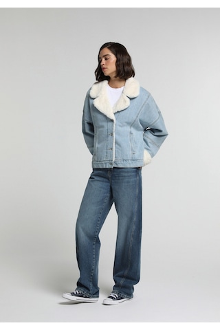 Colin's Colins Oversize Fit Düğmeli Astarlı Kürklü Kadın Bleach İndigo Denim Ceket Cl1082797 Q1.v1 Dn45168