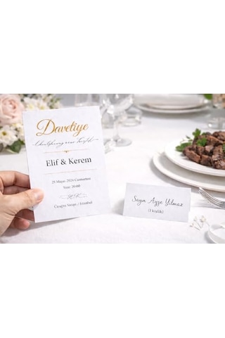 Boş Davetiye Ve Yemek Kartı Seti 300 Gr Yerli Bristol 1. Hamur Kalın Karton 10x15 Cm Davetiye 50 Adet + 5x8 Cm Yemek/isim Kartı 50 Adet Düğün, Nişan, Organizasyon İçin.