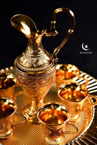 8 Parça Zemzem Takımı Hediyelik Ve Sunumluk Set - Sarı