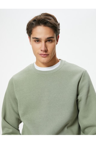 Koton Bisiklet Yaka Sweatshirt Uzun Kollu Yeşil 5wam70056mk Yeşil