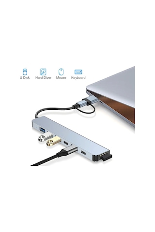 Maxgo 3011 7 In 1 Usb/type-c To Usb A Usb C-usb 2.0/3.0 Çevirici Adaptör 7 Port Çoklayıcı Usb Hub