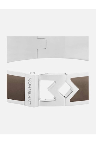 Montblanc Çelik M Logolu Mastik Deri Bileklik 133127 Kahverengi