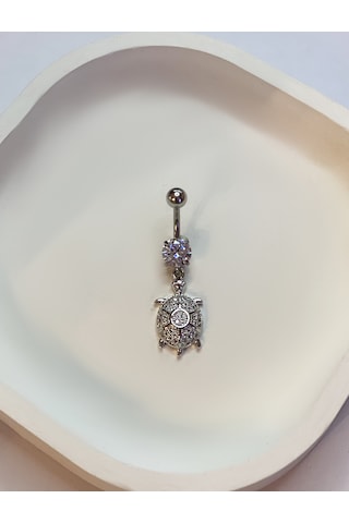 Kadın Kaplumbağa Model Çelik Piercing Gümüş