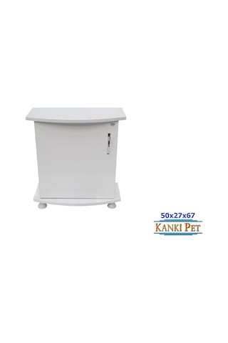 Kanki Pet 50 Cm MDF Bombeli Akvaryum Sehpa Beyaz 50x27x67 Cm