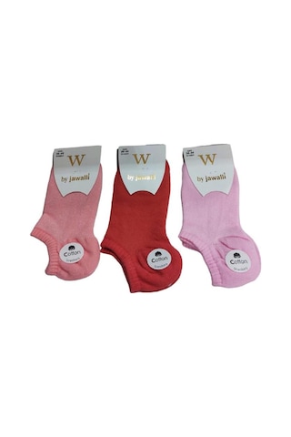 3'lü Pamuklu Kadın Patik Çorap-kırmızı Kırmızı