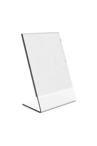 Heroglas A7 L Tipi Dikey Masa Üstü Şeffaf Pleksi / Föylük-fiyatlık-menü-broşürlük