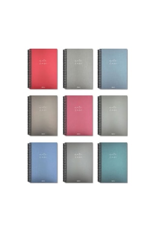 Papirüs Note Case Simli Spiralli Sert Kapak 16x23 120yp. Kareli Çok Renkli