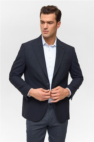 Lacivert Regular Desenli Mono Yaka 4 Drop Ceket Lacivert