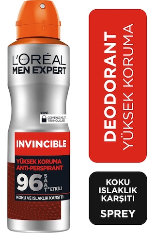 L'Oreal Paris Men Expert Invincible Perspirant Yüksek Koruma Erkek Sprey Deodorant 150 ML