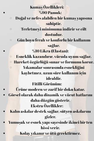 Mrmpro Kadın Lacivert Fitilli Görünümlü Kalın Askılı Basic Atlet Body %95 Pamuk Gri Melanj