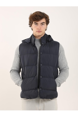 Dufy Lacivert Erkek Regular Fit Dik Yaka Yelek Mont - 96668 Lacivert