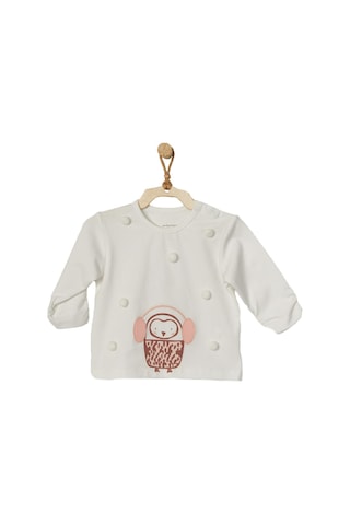 Andywawa Kız Bebek Penguen Kabartmalı Ekru Tshirt Ac22366 001