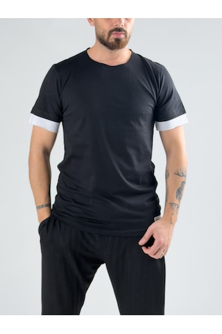 Cocopelli Oversize Beyaz Parçalı Siyah Erkek T-shirt Coc3074