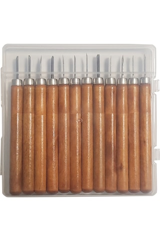 Rox Wood 4504 Mini Ahşap Oyma Bıçak Seti 12 Parça Pvc Çantalı