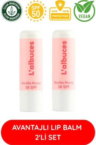 L'albuces Vanilla Plump Lip Balm Dudak Nemlendirici SPF30 2'li