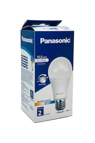 Panasonic 10,5w 75w Dim Led Ampul 4000k- Günışığı Işığı Kısalabilen Lamba