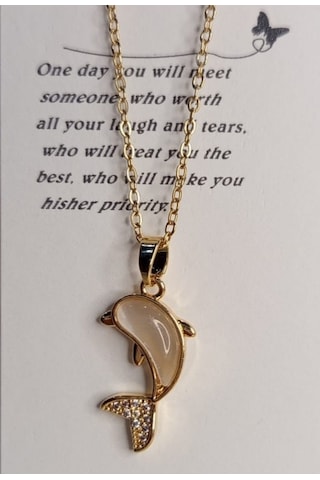 Beren Aksesuar Stainless Steel Yunus Balığı Dolphin Çelik Kolye Gold