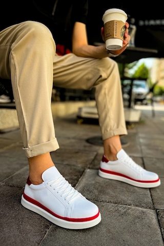 Ch979 - Santoni Gbt Spor Erkek Ayakkabı Beyaz/kırmızı Çok Renkli
