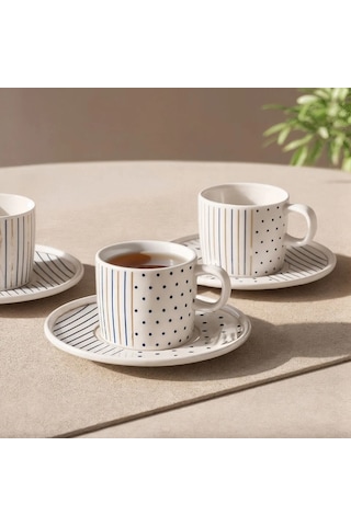 Güral Porselen Mental 4 Parça Çay Fincan Takımı 65481 Beyaz