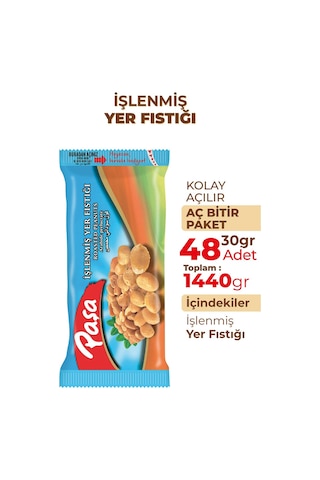 Paşa Kuruyemiş İşlenmiş Yer Fıstığı 48 x 30 G