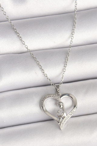 316l Çelik Gümüş Renk Zincir Zirkon Taş Detaylı Model Kadın Kolye