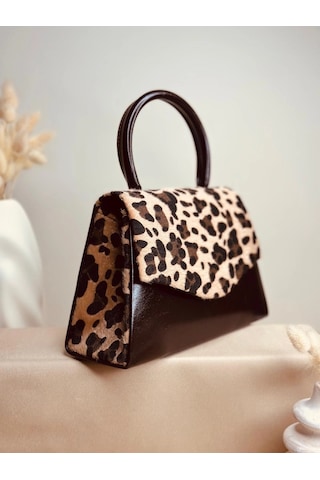 Elora Atelier Elora Leopar Desenli Koyu Kahve Çanta Çok Renkli