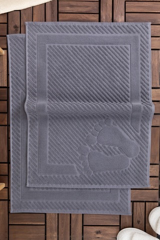 Leoline %100 Pamuk Premium 2'li Ayak Havlusu - Antrasit Antrasit