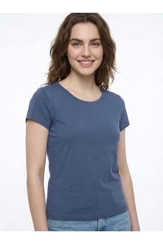 Regular Fit Kadın Tshirt K.kol Mavi