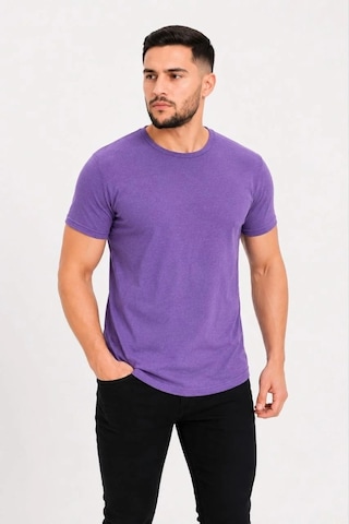 Tarz Yeri Erkek Basic Tişört Bisiklet Yaka Kısa Kol Günlük Yazlık Slim Fit T-shirt - Mor