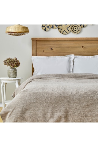 Karaca Home Faye Bej Çift Kişilik Sherpa Battaniye Bej