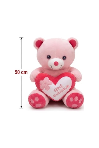 Kalpli Pembe Peluş Ayı 50cm Sevimli Konforlu: Peluş Uyku Yastığı Ve Sarılma Arkadaşı Dekoratif Oyuncak