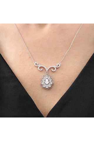 Mia Vento Pırlanta Montür Lotus Çiçeği Işıltılı Asalet Mührü Gümüş Mini Set
