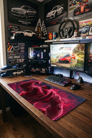 Kırmızı Hulk Süper Kahraman 40x90 Cm Oyuncu Mousepad Kaymaz Taban Büyük Boy Mousepad Siyah