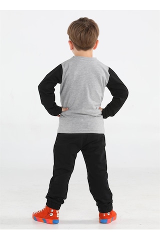 Casabony Super Star Erkek Çocuk Jogger + T-shirt Takım-siyah -gri Siyah