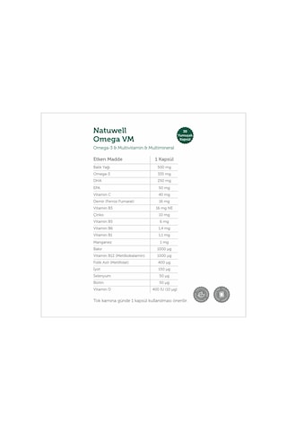 Omega Vm 30 Yumuşak Kapsül Ve Magnezyum Complex 60 Tablet