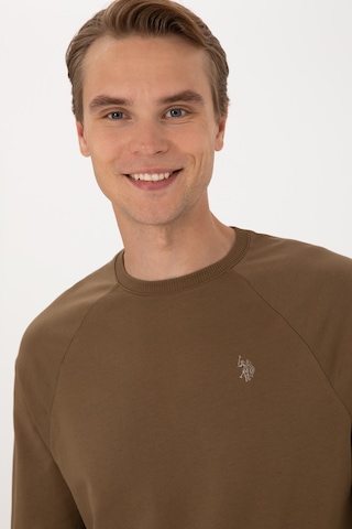 U.S. Polo Assn. Erkek Regular Fit Bisiklet Yaka Haki İnce Basic Sweatshirt 50313752-VR027