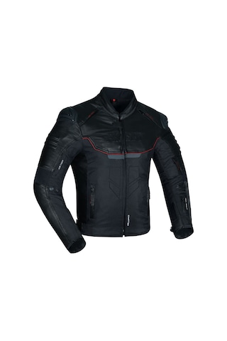 Prosev Falcon Motosiklet Montu 4 Mevsim Maxdura 600-d Dayanıklı Kumaş Deri Motorcu Mont Black