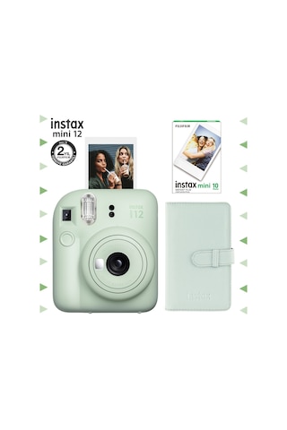 Fujifilm Instax Mini 12 Fotoğraf Makinesi + 10'lu Film + Laporta Albüm Yeşil