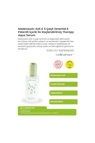 Madecassic Asit & 5 Çeşit Seramid İçeren Yatıştırıcı Ve Nemlendirici Therapy Aqua Serum