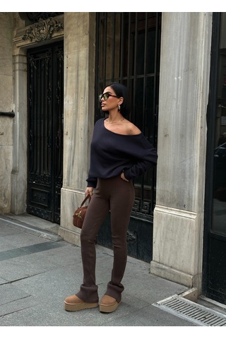 Meecy Omuz Detaylı Uzun Kollu Zr Model Sweatshirt Lacivert Lacivert