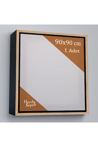Gold Çerçeveli Tuval 90 x 90 CM Kare Profesyonel %100 Pamuk Boş Tablo