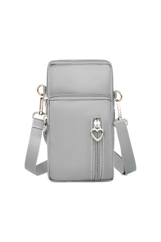 Rahat Küçük Omuz Çantası Kadın Cep Telefonu Cebi Durumda Su Geçirmez Naylon Spor Kol Paketi Mini Messenger Çanta Crossbody Çanta Gri