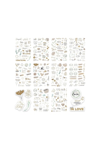 Düğün Sticker Seti, 325 Adet Çıkartma, Misafir, Konuk Defteri Veya Fotoğraf Albumü İçin Sevgi Dolu Vintage Love 1