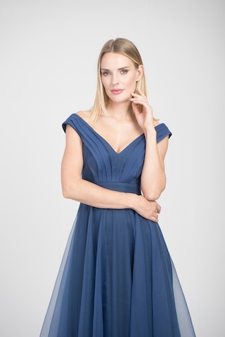Doridorca Kadın V Yaka Abiye Elbise 5923038 Indigo Indigo