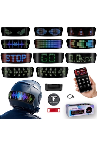 Teknofun Akıllı Kask Led Ekranı - Bluetooth App Kontrollü Sinyal Ve Hız Göstergeli - 1 Adet